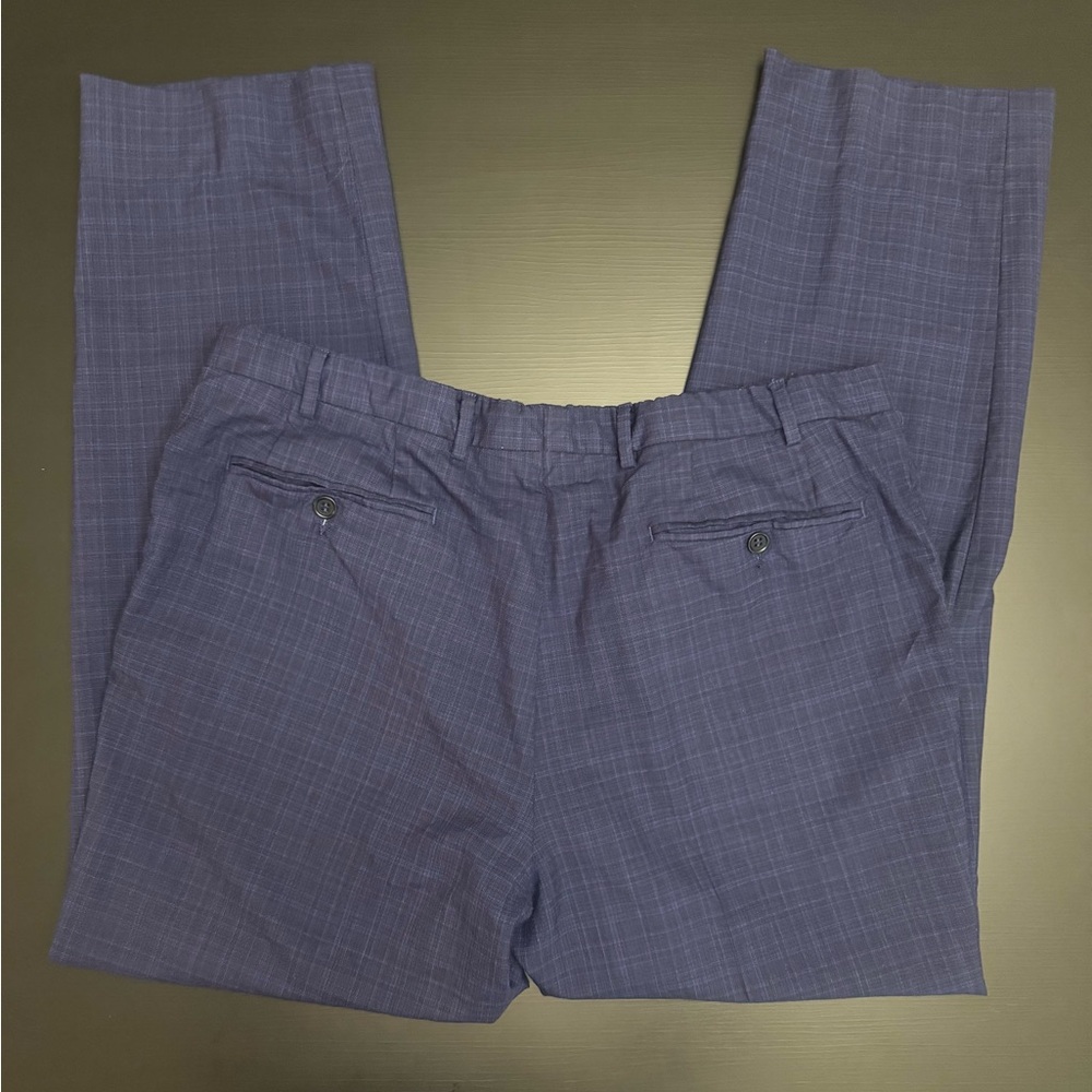 Canali Men's Navy Blue Checkered Pants 100% Wool 36 x 52 - Picture 2 of 7